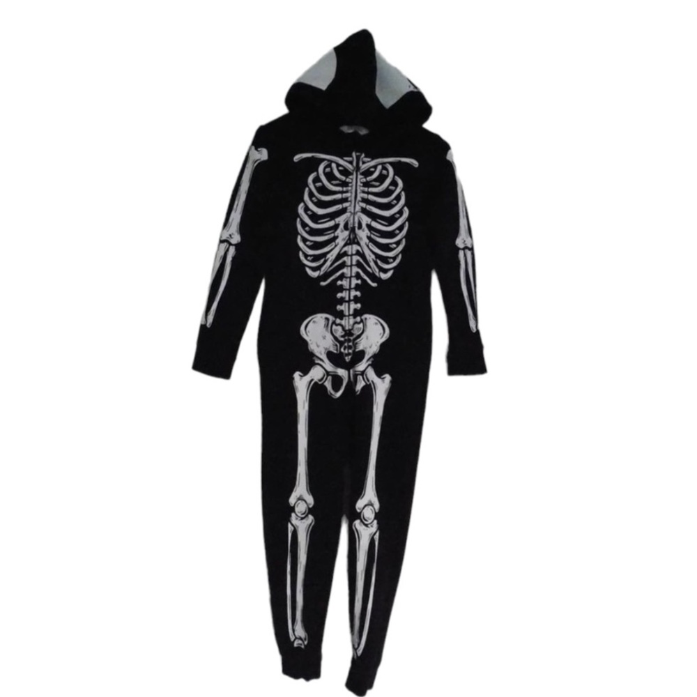 H&M unisex kids skeleton bones costume 8-10 YO Halloween